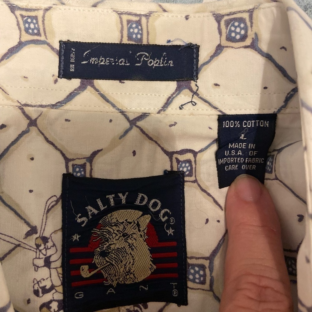 Gant Salty Dog Vintage Shirt Mens Large White Imperial Poplin Golf Print - Picture 4 of 5